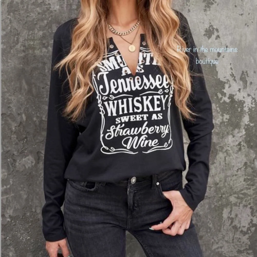 LAST ONE!!!Whiskey Sweet As Strawberry Wine Graphic Top! - Picture 2 of 6